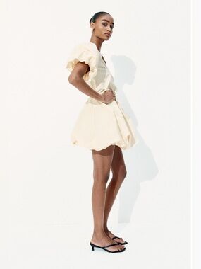H&M bubble hem Cream Mini Dress